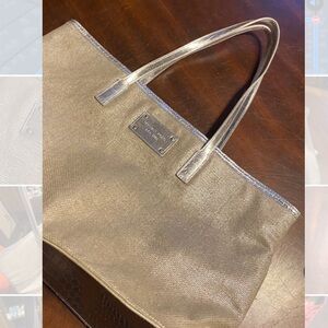 Michael Kors Silver and Brown Tote Bag